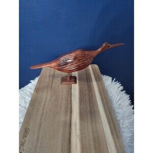 Vintage Wood Carving Road Runner Bird Wooden Sculpture  Figurine